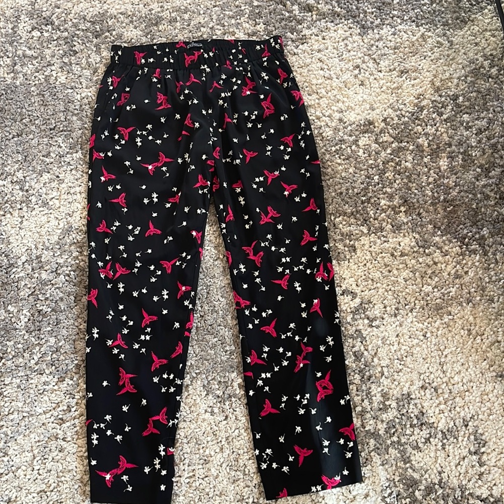 Brand - Express, size -medium, color -printed motifs in white & pink on black